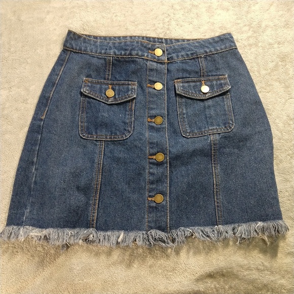 Button Down Jean Skirt - Picture 1 of 3